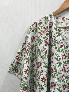 Custom New Solid Print Luxury Kaftan Floral Printed 100% Cotton Satin Spring Autumn Summer Beach Cover <b>up</b> for Gift Great Price - Product Image 3