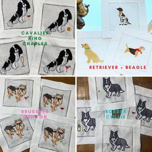 Sous-verre brodé en lin 100% monogrammé, serviettes de table personnalisées pour boissons, serviettes de cocktail réutilisables de style japonais avec ourlet festonné - Product Image 5