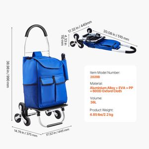 Carrello spesa pieghevole a 6 ruote con funzione di salita scale - Capacità 36L - Product Image 4