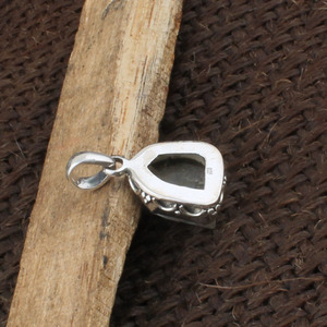 Handmade 925 Sterling Silver Aquamarine Pendant Natural Gemstone Artisan Handcrafted Dotted Border Necklace <b>Charm</b> Jewelry - Product Image 3