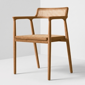 Silla de comedor de madera maciza personalizada con respaldo de ratán natural para restaurante y hotel, venta al por mayor de fábrica en Indonesia - Product Image 1