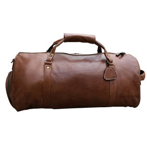 Sac de voyage week-end unisexe de luxe haut de gamme en cuir de vachette pleine fleur avec fermeture éclair en PU, personnalisable avec logo - Product Image 6