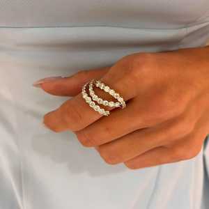 Bague Statement Diamant Tourbillon en Or Massif 14K 18K, Pavé de Diamants Ronds de Laboratoire, Bague Cocktail Unique de Créateur, Luxueuse, Cadeau pour Femme - Product Image 6
