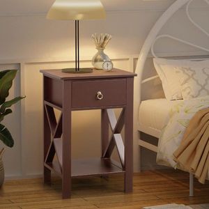 Comodino in Legno Massello Stile Mid-Century con Due Cassetti, Tavolino Laterale per Appartamento, Disponibile in Marrone - Product Image 5