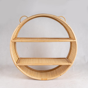 Arched <b>rattan</b> <b>bookcase</b> set woven book case shelves handmade wooden wall shelf rack cheap cost - Product Image 4