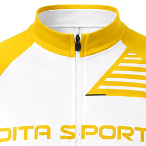Golden Yellow <b>White</b> Short Sleeve <b>Cycling</b> <b>Jersey</b> Full Zip Quick Dry Breathable Road Bike Shirt Racing Training Sportswear - Product Image 5