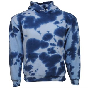 Sweat-shirt à capuche tie-dye bleu ciel pour femme, avec poche kangourou, coupe oversize, personnalisable avec logo OEM - Product Image 3