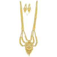 En gros, Ensemble de colliers et boucles d'oreilles Rani Haar Popcorn Chain en laiton plaqué micro-or 14K 18K 24K pour femme, motif floral indien