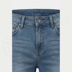 Jean en denim délavé coupe droite slim pour homme, taille mi-haute, en coton, style décontracté automne - Product Image 4