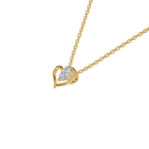Collier pendentif cœur pour femme, plaqué or 18 carats, diamant taille poire serti griffe, chaîne maille forçat, romantique, pour usage quotidien - Product Image 3