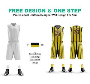 Ensemble de maillots de basket-ball personnalisés sublimés CSA, jaune et noir à rayures, col en V, sans manches, évacuation de l'humidité, uniformes unisexes pour adultes - Product Image 2