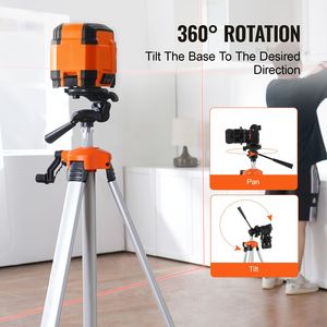 Treppiede Leggero per Livella Laser con Attacco Filettato 0.25 x 20, Regolazione Altezza 27.36-68.11 Pollici, Bolla di Livellamento Integrata S-Laser - Product Image 4
