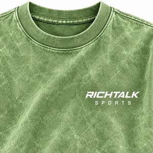 T-shirt en coton surdimensionné pour homme, vert délavé, manches courtes, col rond, décontracté, respirant, tricoté, écologique, style vintage - Product Image 4