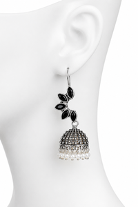Pendientes Jhumka de Piedra Negra Oxidada para Mujer |   Pendientes Largos Étnicos Estilo Boho - Product Image 6