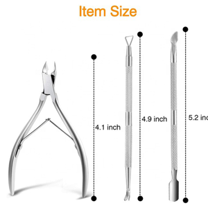 Kit de Manucure 3 Pièces en Acier Inoxydable Titane Personnalisé avec Étiquette Privée, Pince à Cuticules, Repousse-Cuticules, Grattoir à Ongles – Outil OEM en Gros - Product Image 1
