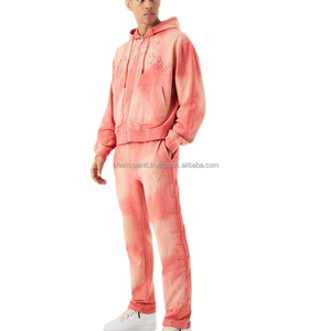 VIKY INDUSTRIES Ensemble de survêtement délavé à l'acide sérigraphié Survêtement pour hommes Pantalons de survêtement et sweat à capuche empilés personnalisés - Product Image 1