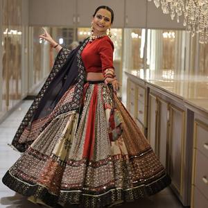 Lehenga Choli Bordado para Mujer, Estilo Indio Pakistaní, para Fiestas, Corte Regular, Secado Rápido, Traje Festivo - Product Image 3