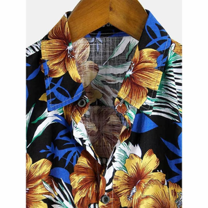เสื้อเชิ้ตผู้ชายสไตล์ฮาวายสุดเท่สำหรับทริปพักผ่อน ลายดอกไม้และเนื้อผ้าบางเบา - Product Image 3