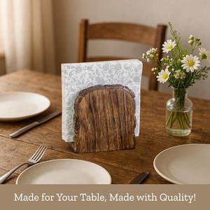 Porte-serviettes en bois style ferme pour table, décoration de Thanksgiving et de Noël, antique, rustique, en bois massif, pour cuisine - Product Image 3