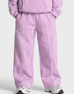 Ensemble de survêtement pour filles, personnalisé, violet et rose, coupe oversize, en molleton de coton, avec sweat à capuche et pantalon large, OEM & ODM - Product Image 4