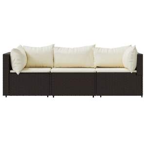 Ensemble de salon de jardin marron avec coussins blanc crème pour la détente en plein air - Product Image 3