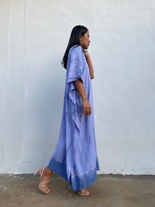 Robe de grossesse et de maternité en kaftan bleu lavande tie-dye, vêtements de détente confortables, vêtements de nuit, taille plus, tenue pour femmes - Product Image 5