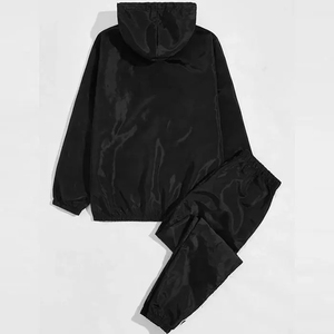 Ensemble de survêtement unisexe noir coupe-vent, respirant, imperméable, haute visibilité, certifié CE, avec bandes blanches, en nylon, pour le travail et la mode - Product Image 5