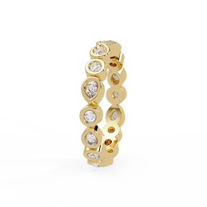 Trendy Alternating Eternity Band Stackable Wedding Ring 14K <b>Solid</b> Gold Round & Pear Cut Lab Grown Diamond For Women Fine Jewelry - Product Image 5
