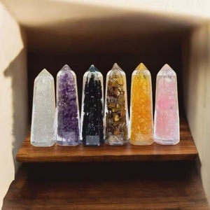 Hot Selling Polished Orgonite Obelisk Wholesale Natural Gemstone Chips PENCIL Shape Reiki Massage Orgone <b>Wand</b> Point Carved - Product Image 5