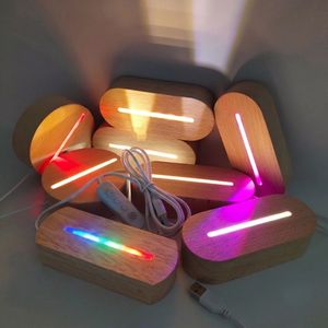 ฐานไฟ LED RGB รูปวงรีสำหรับแผ่นอะคริลิค ของขวัญงานศิลปะ ฐานไฟกลางคืนแบบ USB พร้อมสายและสวิตช์ - Product Image 1