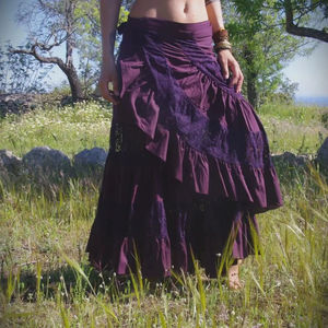 Falda Larga de Encaje Estilo Flamenco para Mujer, Falda Cruzada con Volantes, Atuendo para Festival de Verano, Precio al por Mayor - Product Image 1