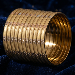 Bracelet jonc ORO-Z de luxe plaqué or tricolore, texturé, à découpe géométrique, bijoux - Product Image 3