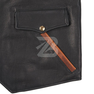 Gilet de moto en cuir PU noir pour homme - Imperméable, réversible, col en V, style streetwear, vêtement d'extérieur pour l'hiver - Product Image 3