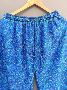 New Style V-neck Bell Sleeves Floral Print 100% Cotton Top with Pajama Flare <b>Elastic</b> Waist Knotted <b>Dress</b> Palazzo Tie up Crop - Product Image 6