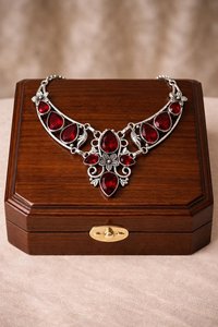 Pendentif en grenat rouge naturel, argent sterling 925 plaqué or, serti clos vintage, bijoux de fiançailles pour femmes - Product Image 5