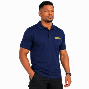 Polo en polyester uni personnalisé, manches courtes, vêtements de travail performants, respirant, uniforme unisexe pour agents de sécurité - Product Image 2