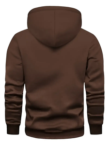 Sweat à capuche unisexe marron vierge pour homme, coupe décontractée, en molleton épais, style streetwear, personnalisable avec logo, vente en gros - Product Image 2