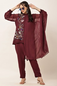 Elegante Vestido Casual de Mujer con Bordado, Cuello Mandarín, Estilo Boho Holgado, Manga Larga, Georgette - Product Image 3