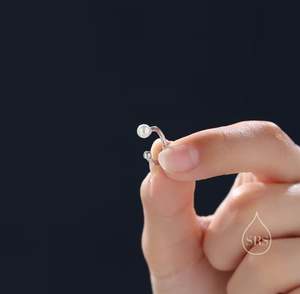 Manchette d'oreille en argent sterling sans perçage, avec perle, argent, or ou or rose, simple et minimaliste - Product Image 5