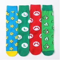 Chaussettes en coton respirantes pour adultes, motif Mario, Luigi, Yoshi et étoiles, style décontracté pour l'été.