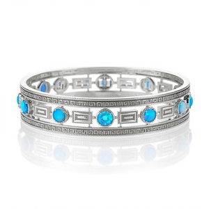 925 Sterling <b>Silver</b> Bangle Fine Jewelry Wholesale <b>Silver</b> Jewelry Supplier Textured Blue Fire Opal Open <b>Cuff</b> <b>Bracelets</b> for Women - Product Image 3