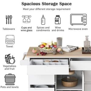 Store Kitchen Cart Rubber Wood Countertop 8-Handle Free Drawers Including Flatware Organizer 5 Years Kitchen Island Carts - Product Image 4