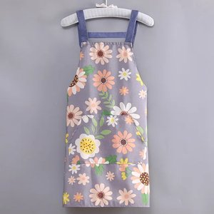 Lindo delantal de algodón con estampado floral, lavable a máquina, delantal de cocina diario con bolsillos para cocina, restaurante, repostería y manualidades. - Product Image 3