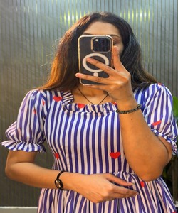 ชุดเดรสพิมพ์ลายแฟนซีมูล ชานเดรี แบบชิ้นเดียว สวมใส่ได้ทุกวัน ราคาขายส่ง เสื้อผ้าชาติพันธุ์ สีม่วง - Product Image 2