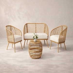 Conjunto de Sillas de Jardín de Mimbre Hechas a Mano de Estilo Vintage con Mesa, Muebles de Exterior, Sofá de Jardín, Silla de Café, Conjunto de Restaurante - Product Image 3