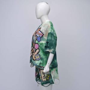 Women's <b>Tie</b> <b>Dye</b> Digital Printed 2-Piece Shorts <b>Set</b> O-Neck Short Sleeve Regular Fit Casual Spring Summer Knitted Polyester - Product Image 4