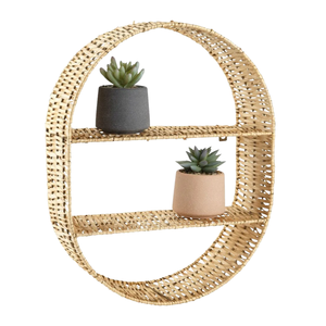 Boho Style Rattan Round Wall <b>Shelf</b> Decorative Storage Organizer for Home Interior Design Bulk - Product Image 2