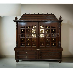 Impresionante Gabinete de Pooja de Gran Tamaño del Sur de la India con Puerta, Mueble de Templo de Madera Premium Hecho a Mano, Compre un Mandir para el Hogar con Cajones en EE. UU. - Product Image 1