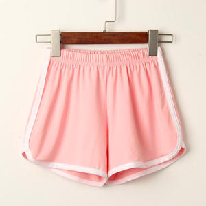 Shorts de sport marron pour femme, taille mi-haute élastique, en polyester tricoté respirant, coupe régulière, couleur unie, style décontracté - Product Image 5