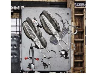 Ensemble de ciseaux pour gauchers en acier inoxydable, poignée ergonomique, ciseaux droits et effilants, outils professionnels de coiffure pour salon - Product Image 3